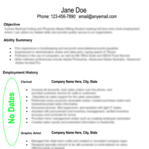 Resume example no dates